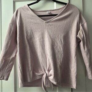 V-Neck Tie-Front Top - Pink